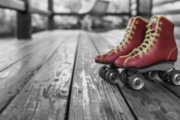 shoes on a wooden bench