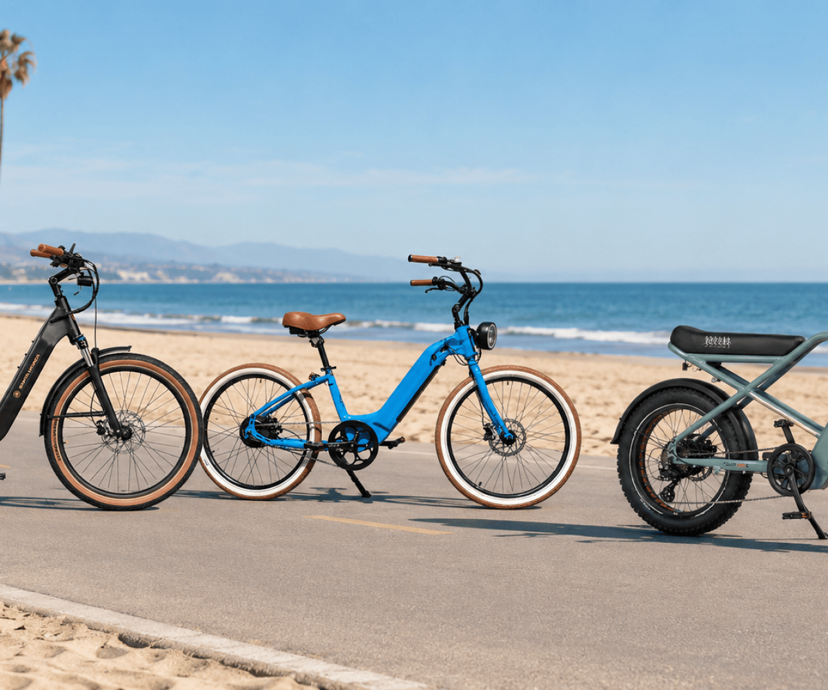 Electric bikes beside the Southern California coast